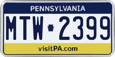 PA license plate MTW2399