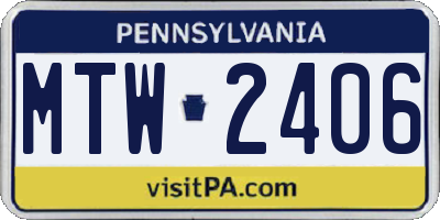 PA license plate MTW2406