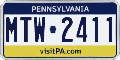 PA license plate MTW2411