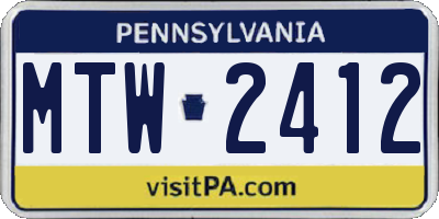 PA license plate MTW2412