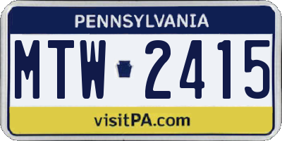 PA license plate MTW2415