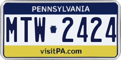 PA license plate MTW2424