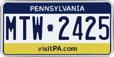 PA license plate MTW2425