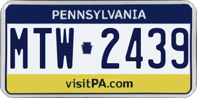 PA license plate MTW2439