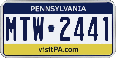 PA license plate MTW2441