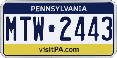 PA license plate MTW2443