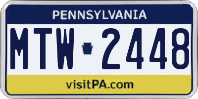 PA license plate MTW2448