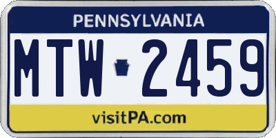 PA license plate MTW2459