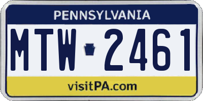 PA license plate MTW2461
