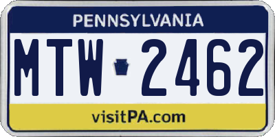 PA license plate MTW2462