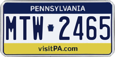 PA license plate MTW2465