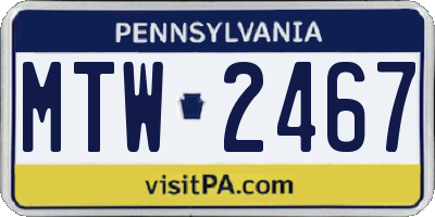 PA license plate MTW2467