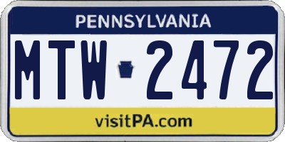PA license plate MTW2472