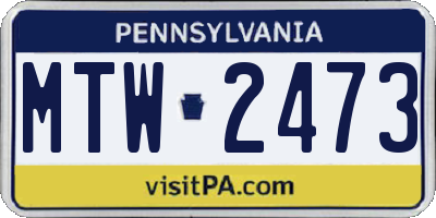 PA license plate MTW2473