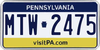 PA license plate MTW2475