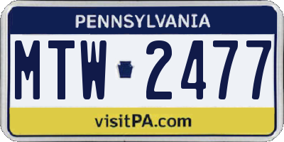 PA license plate MTW2477