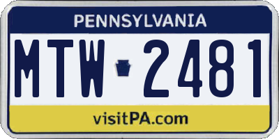PA license plate MTW2481