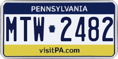 PA license plate MTW2482