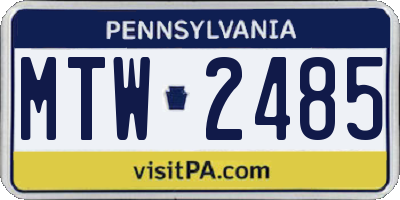 PA license plate MTW2485