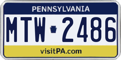 PA license plate MTW2486