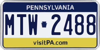 PA license plate MTW2488