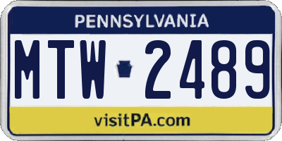 PA license plate MTW2489
