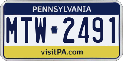 PA license plate MTW2491