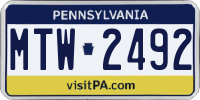 PA license plate MTW2492