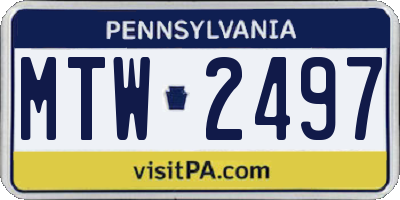 PA license plate MTW2497