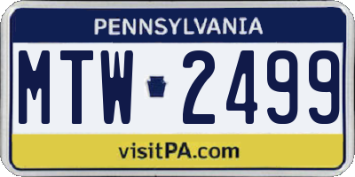 PA license plate MTW2499