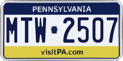 PA license plate MTW2507