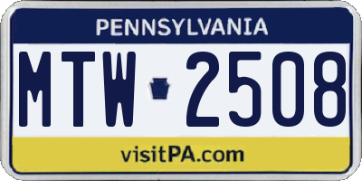PA license plate MTW2508