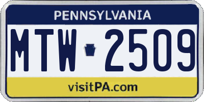 PA license plate MTW2509
