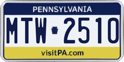 PA license plate MTW2510