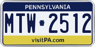 PA license plate MTW2512