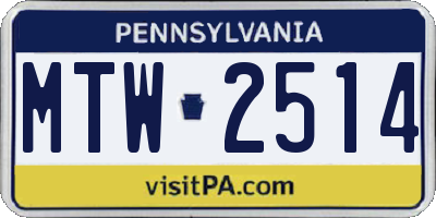 PA license plate MTW2514