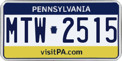 PA license plate MTW2515