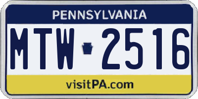 PA license plate MTW2516