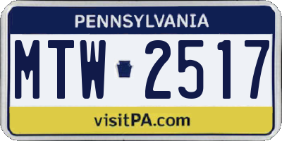 PA license plate MTW2517