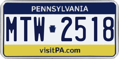 PA license plate MTW2518