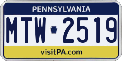 PA license plate MTW2519