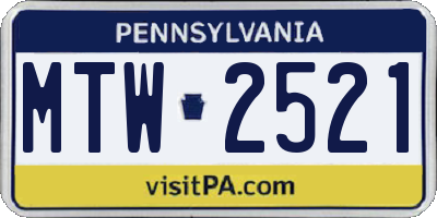 PA license plate MTW2521
