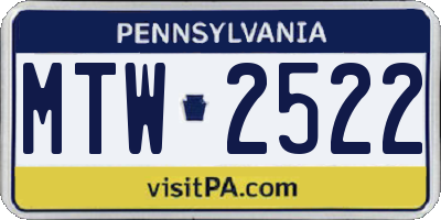PA license plate MTW2522