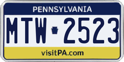 PA license plate MTW2523