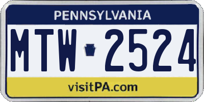 PA license plate MTW2524