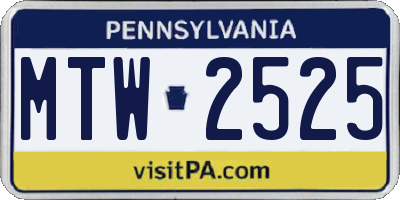 PA license plate MTW2525