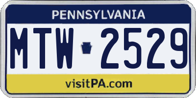 PA license plate MTW2529