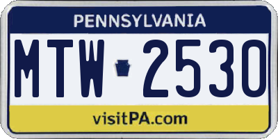 PA license plate MTW2530