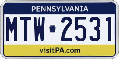 PA license plate MTW2531