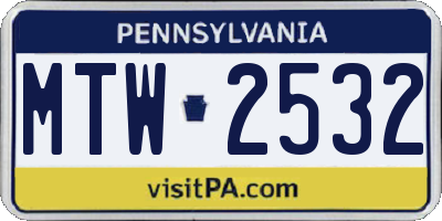 PA license plate MTW2532